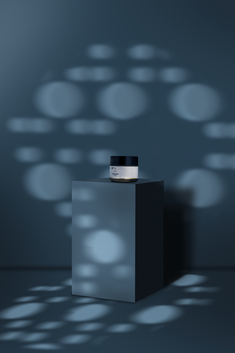 body butter placed in a blue background