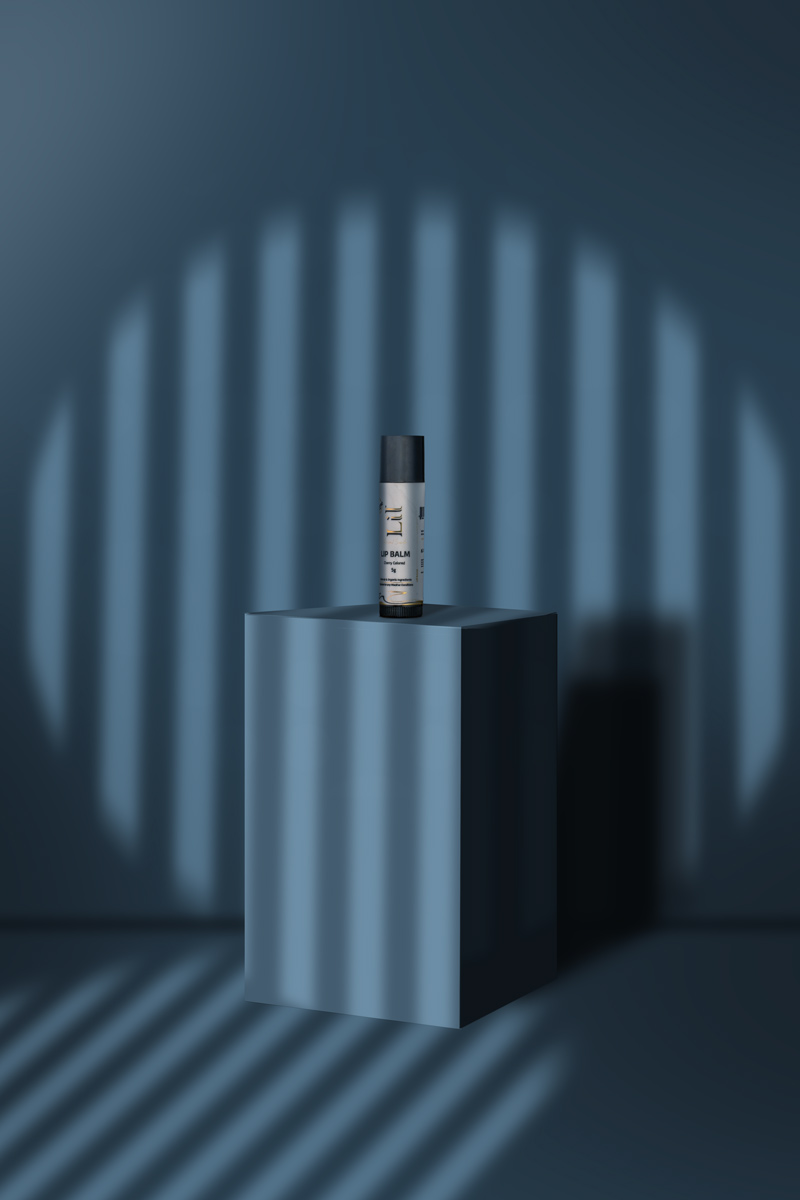 lip balm placed in a blue background