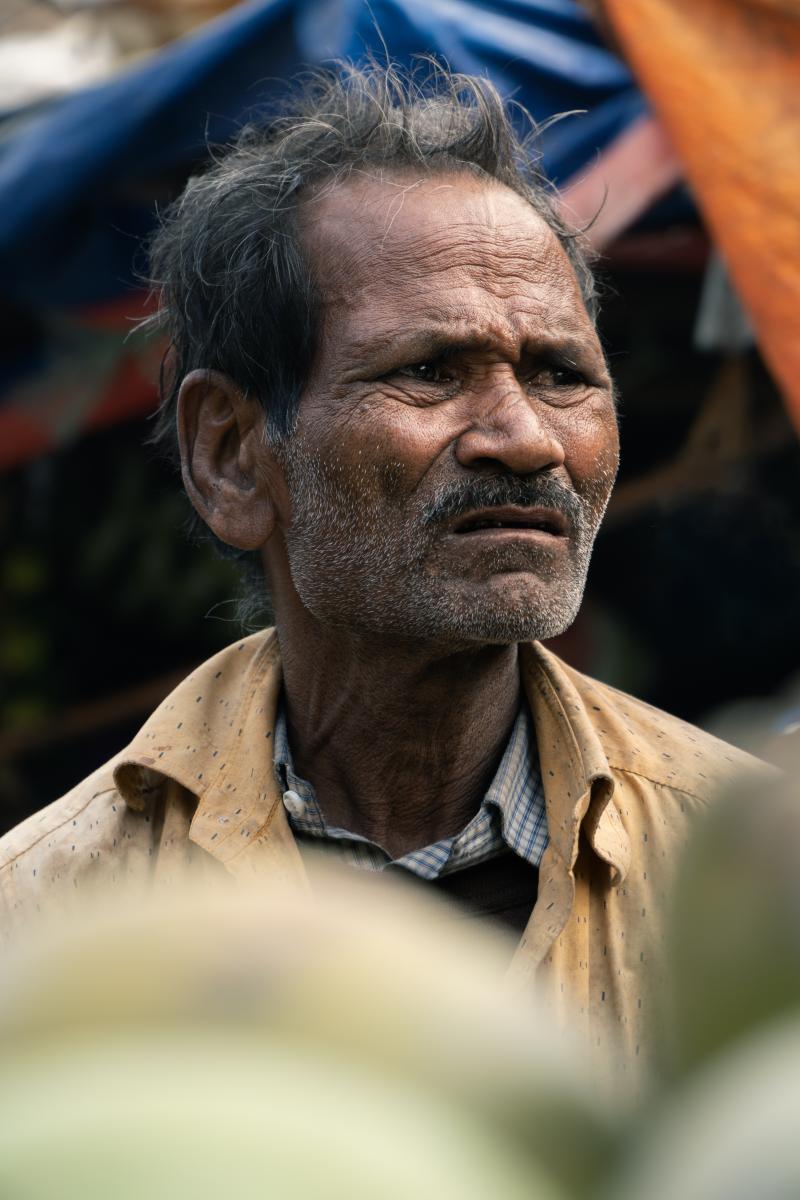 Vendor's focus on the street