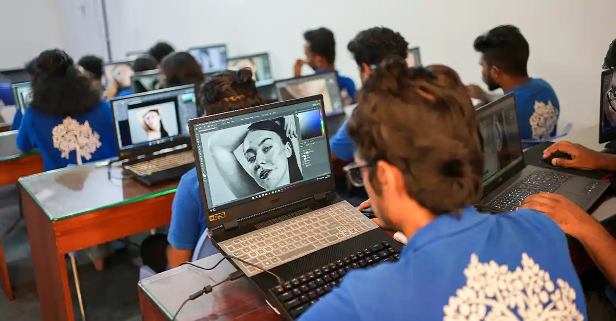 Software tools taught at Creative Hut – Adobe, Resolve, and AI tools